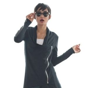 Side Zip Wrap Black Jacket/  Cardigan Sweatshirt Small